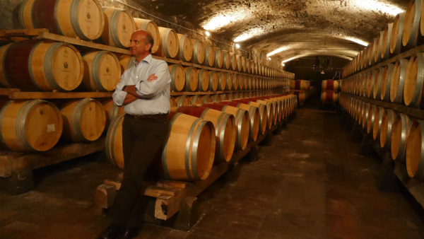 Lamberto Frescobaldi in the cellar of his winery in Chianti Rufina, Castello di Nipozzano;